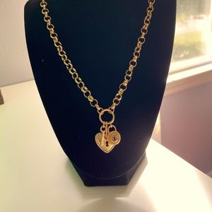 NWT Sugarfix Gold tone lock and key heart necklace